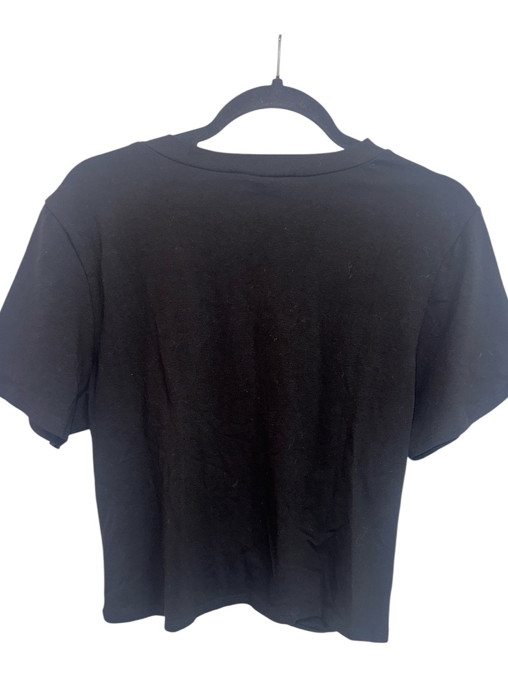 Lulu's Black Ruched Front Crop Tee - Picture 2 of 4
